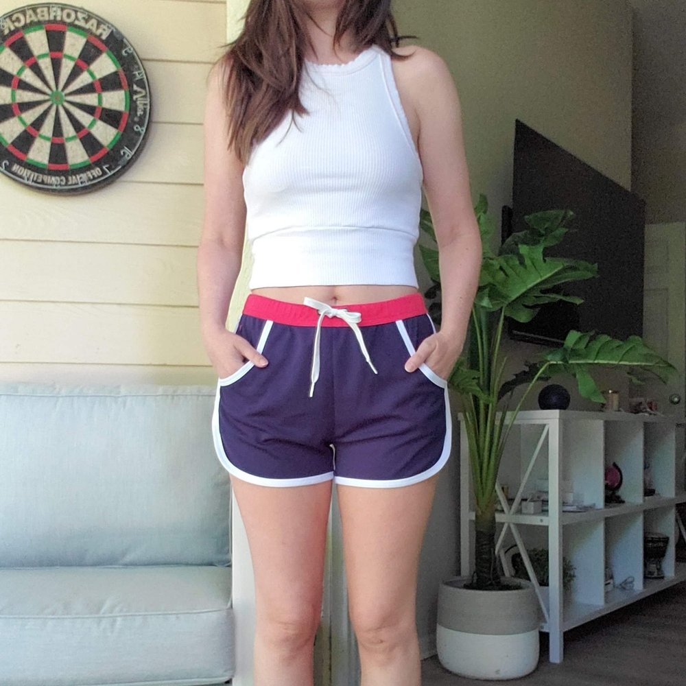 Women's Navy and Red Athletic Shorts